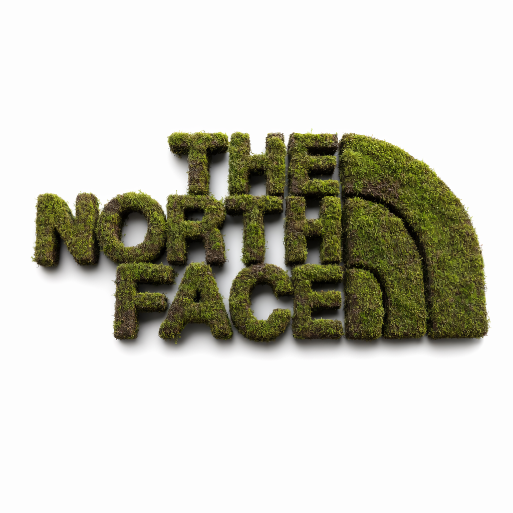 Moss-covered 3D render of The North Face logo